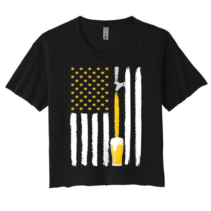 Craft Beer American Flag USA Women's Crop Top Tee