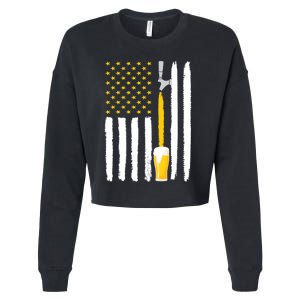 Craft Beer American Flag USA Cropped Pullover Crew