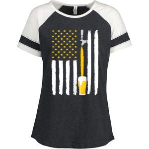 Craft Beer American Flag USA Enza Ladies Jersey Colorblock Tee