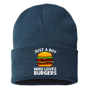 Cool Burger Art For Boy Hamburger Cheeseburger Lover Sustainable Knit Beanie