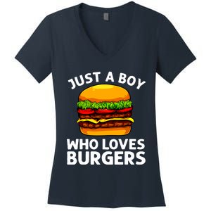 Cool Burger Art For Boy Hamburger Cheeseburger Lover Women's V-Neck T-Shirt