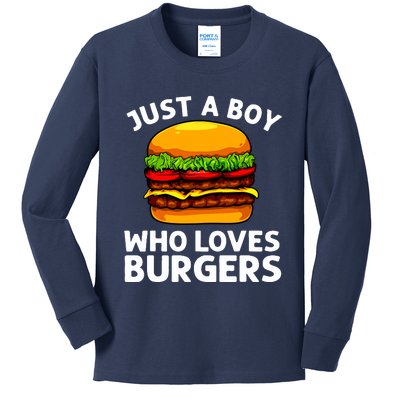 Cool Burger Art For Boy Hamburger Cheeseburger Lover Kids Long Sleeve Shirt