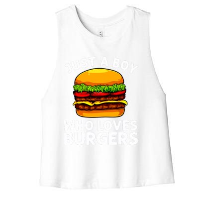 Cool Burger Art For Boy Hamburger Cheeseburger Lover Women's Racerback Cropped Tank