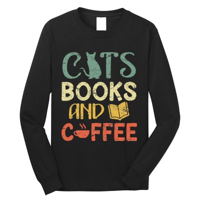 Cats Books And Coffee Cafe Coffee Drinker Long Sleeve Shirt