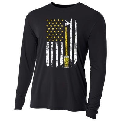 Craft Beer American Flag USA 4th Of July Brewery America Cooling Performance Long Sleeve Crew