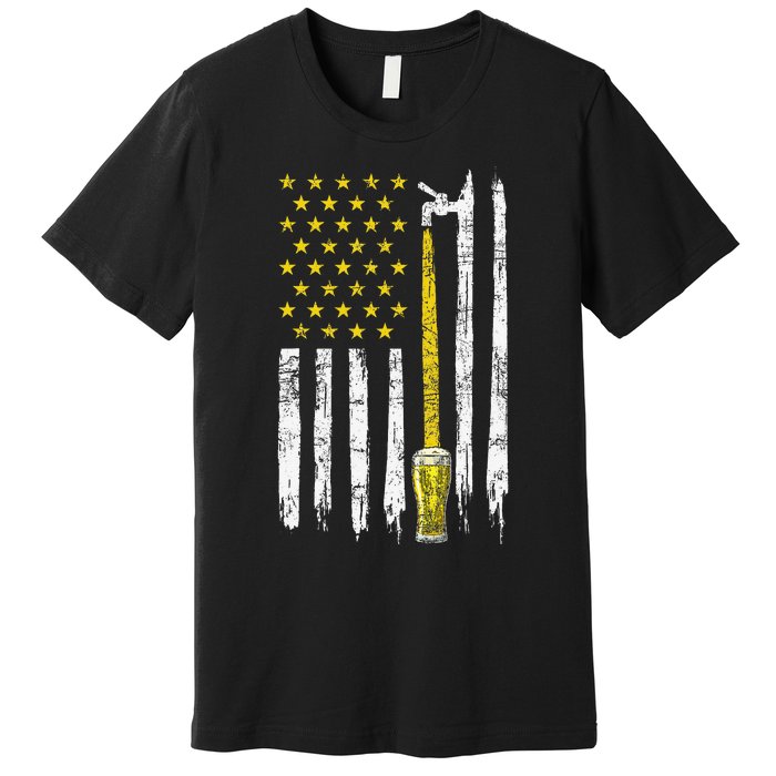 Craft Beer American Flag USA 4th Of July Brewery America Premium T-Shirt