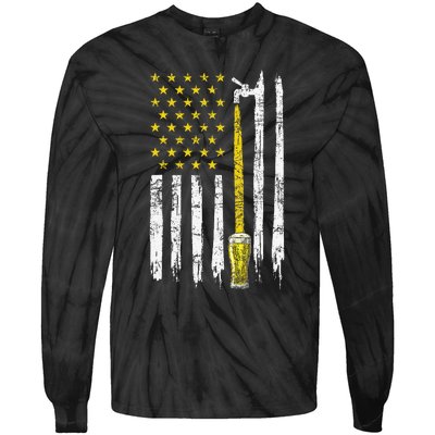 Craft Beer American Flag USA 4th Of July Brewery America Tie-Dye Long Sleeve Shirt