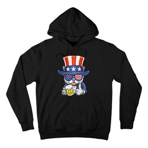 Cat Beer American Flag 4th of July  America USA Hoodie