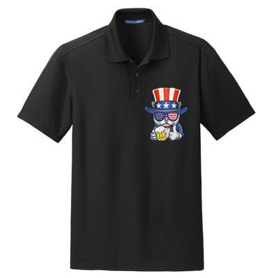 Cat Beer American Flag 4th of July  America USA Dry Zone Grid Polo