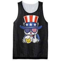 Cat Beer American Flag 4th of July  America USA Mesh Reversible Basketball Jersey Tank