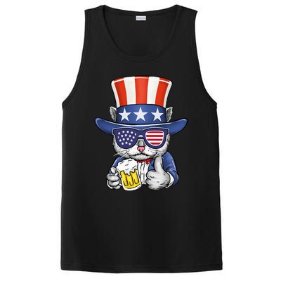 Cat Beer American Flag 4th of July  America USA PosiCharge Competitor Tank