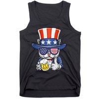 Cat Beer American Flag 4th of July  America USA Tank Top