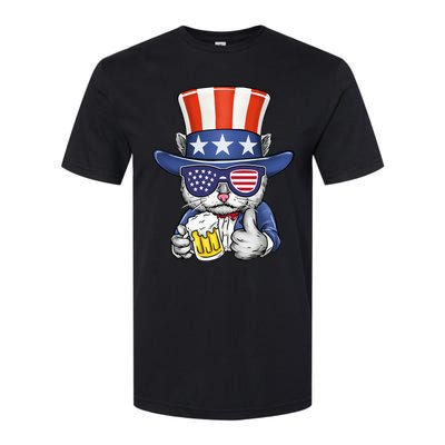 Cat Beer American Flag 4th of July  America USA Softstyle CVC T-Shirt