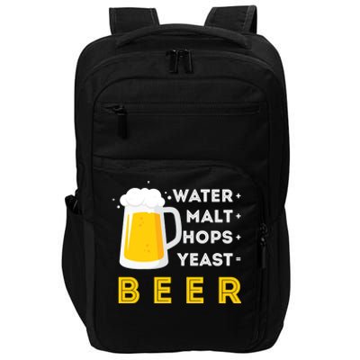 Craft Beer And Homebrewing Or Water Malt Hops Yeast Beer Gift Impact Tech Backpack