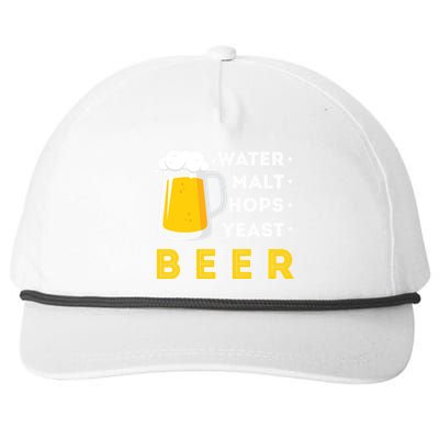 Craft Beer And Homebrewing Or Water Malt Hops Yeast Beer Gift Snapback Five-Panel Rope Hat