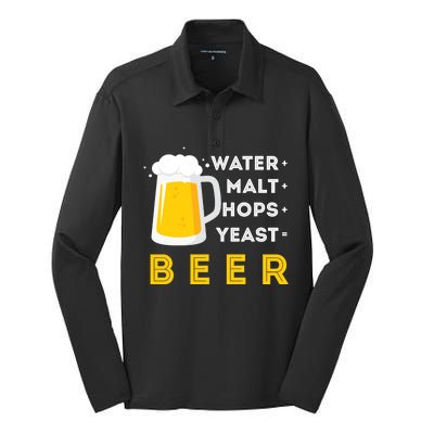 Craft Beer And Homebrewing Or Water Malt Hops Yeast Beer Gift Silk Touch Performance Long Sleeve Polo