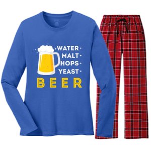 Craft Beer And Homebrewing Or Water Malt Hops Yeast Beer Gift Women's Long Sleeve Flannel Pajama Set 