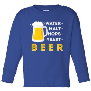 Craft Beer And Homebrewing Or Water Malt Hops Yeast Beer Gift Toddler Long Sleeve Shirt