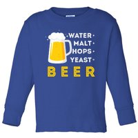 Craft Beer And Homebrewing Or Water Malt Hops Yeast Beer Gift Toddler Long Sleeve Shirt