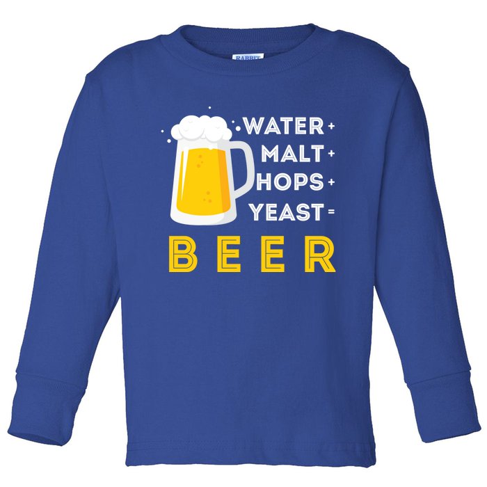 Craft Beer And Homebrewing Or Water Malt Hops Yeast Beer Gift Toddler Long Sleeve Shirt