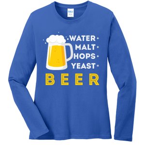 Craft Beer And Homebrewing Or Water Malt Hops Yeast Beer Gift Ladies Long Sleeve Shirt