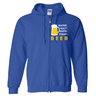 Craft Beer And Homebrewing Or Water Malt Hops Yeast Beer Gift Full Zip Hoodie