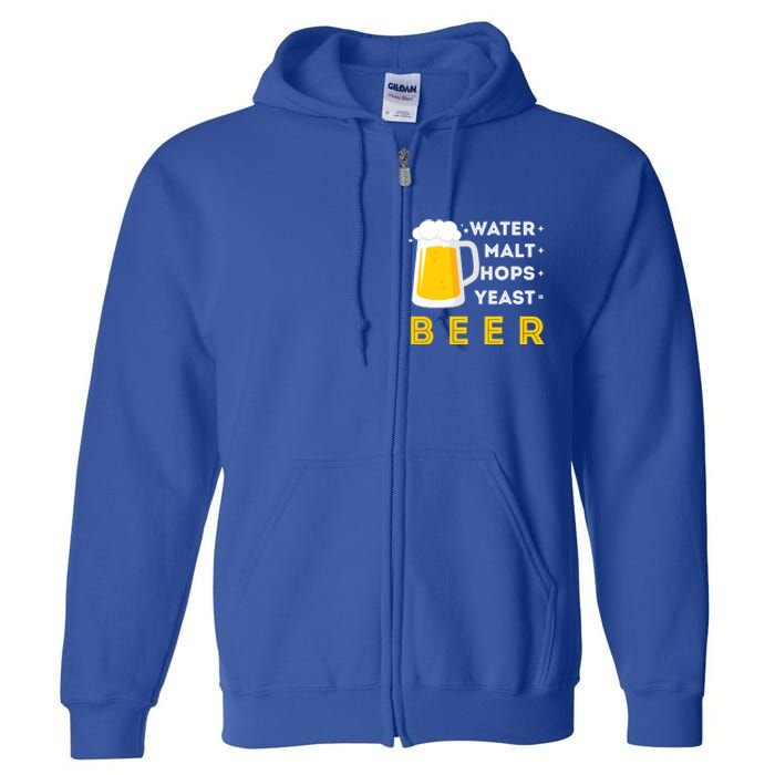 Craft Beer And Homebrewing Or Water Malt Hops Yeast Beer Gift Full Zip Hoodie