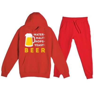 Craft Beer And Homebrewing Or Water Malt Hops Yeast Beer Gift Premium Hooded Sweatsuit Set