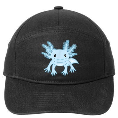 Cute Blue Axolotl Kawaii Aesthetic Axolotls 7-Panel Snapback Hat