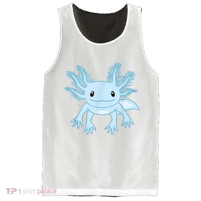 Cute Blue Axolotl Kawaii Aesthetic Axolotls Mesh Reversible Basketball Jersey Tank
