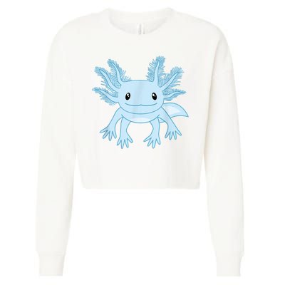 Cute Blue Axolotl Kawaii Aesthetic Axolotls Cropped Pullover Crew