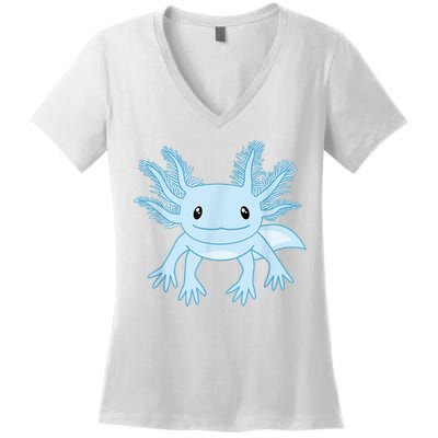 Cute Blue Axolotl Kawaii Aesthetic Axolotls Women's V-Neck T-Shirt