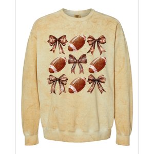 Coquette Bow American Football Thanksgiving Autumn Fall Yall Colorblast Crewneck Sweatshirt