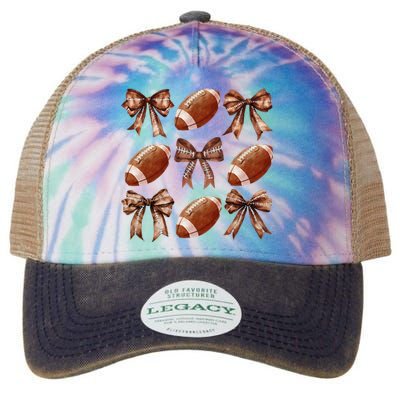 Coquette Bow American Football Thanksgiving Autumn Fall Yall Legacy Tie Dye Trucker Hat