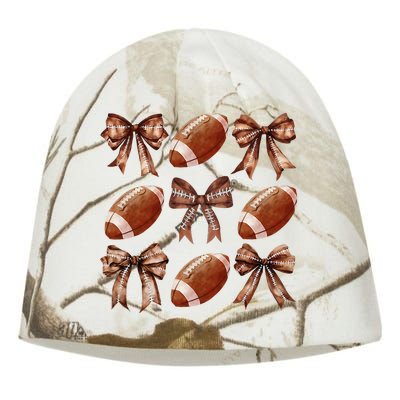 Coquette Bow American Football Thanksgiving Autumn Fall Yall Kati - Camo Knit Beanie