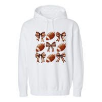 Coquette Bow American Football Thanksgiving Autumn Fall Yall Garment-Dyed Fleece Hoodie