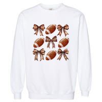 Coquette Bow American Football Thanksgiving Autumn Fall Yall Garment-Dyed Sweatshirt