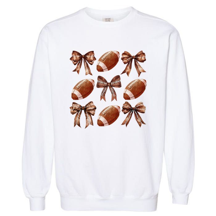 Coquette Bow American Football Thanksgiving Autumn Fall Yall Garment-Dyed Sweatshirt