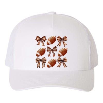 Coquette Bow American Football Thanksgiving Autumn Fall Yall Yupoong Adult 5-Panel Trucker Hat