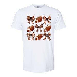 Coquette Bow American Football Thanksgiving Autumn Fall Yall Softstyle CVC T-Shirt