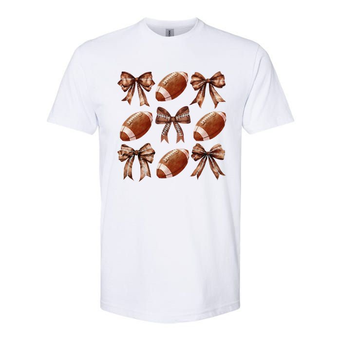 Coquette Bow American Football Thanksgiving Autumn Fall Yall Softstyle CVC T-Shirt