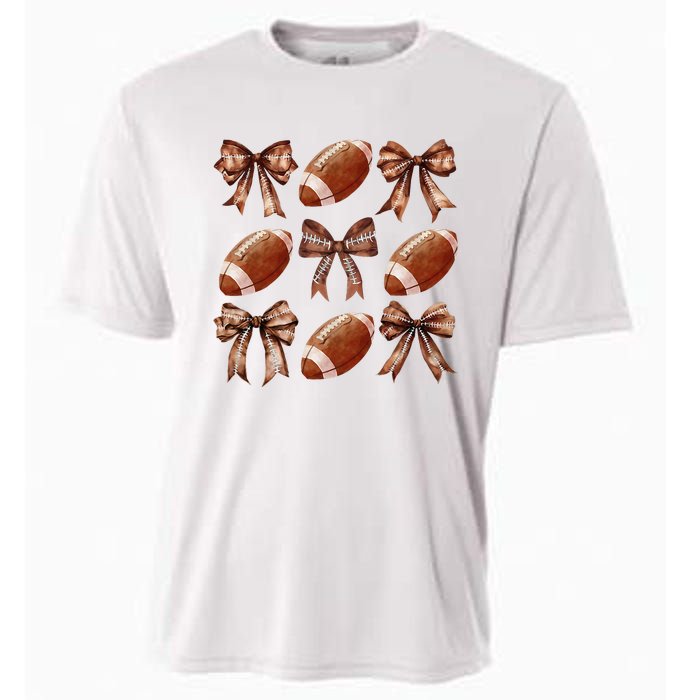 Coquette Bow American Football Thanksgiving Autumn Fall Yall Cooling Performance Crew T-Shirt