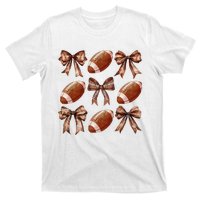 Coquette Bow American Football Thanksgiving Autumn Fall Yall T-Shirt