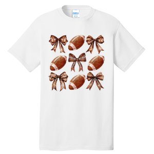 Coquette Bow American Football Thanksgiving Autumn Fall Yall Tall T-Shirt