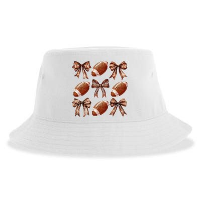 Coquette Bow American Football Thanksgiving Autumn Fall Yall Sustainable Bucket Hat