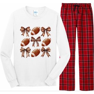 Coquette Bow American Football Thanksgiving Autumn Fall Yall Long Sleeve Pajama Set