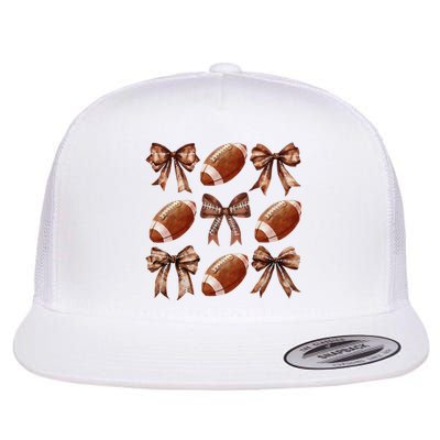 Coquette Bow American Football Thanksgiving Autumn Fall Yall Flat Bill Trucker Hat