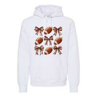 Coquette Bow American Football Thanksgiving Autumn Fall Yall Premium Hoodie