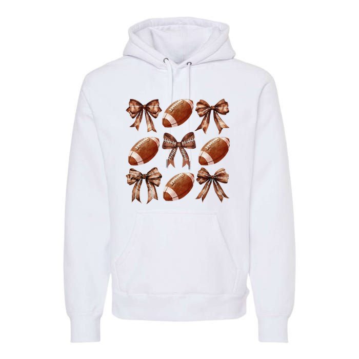 Coquette Bow American Football Thanksgiving Autumn Fall Yall Premium Hoodie