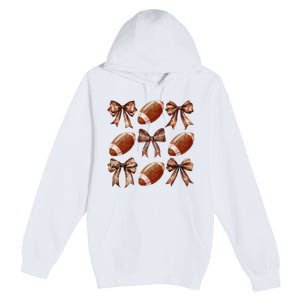 Coquette Bow American Football Thanksgiving Autumn Fall Yall Premium Pullover Hoodie